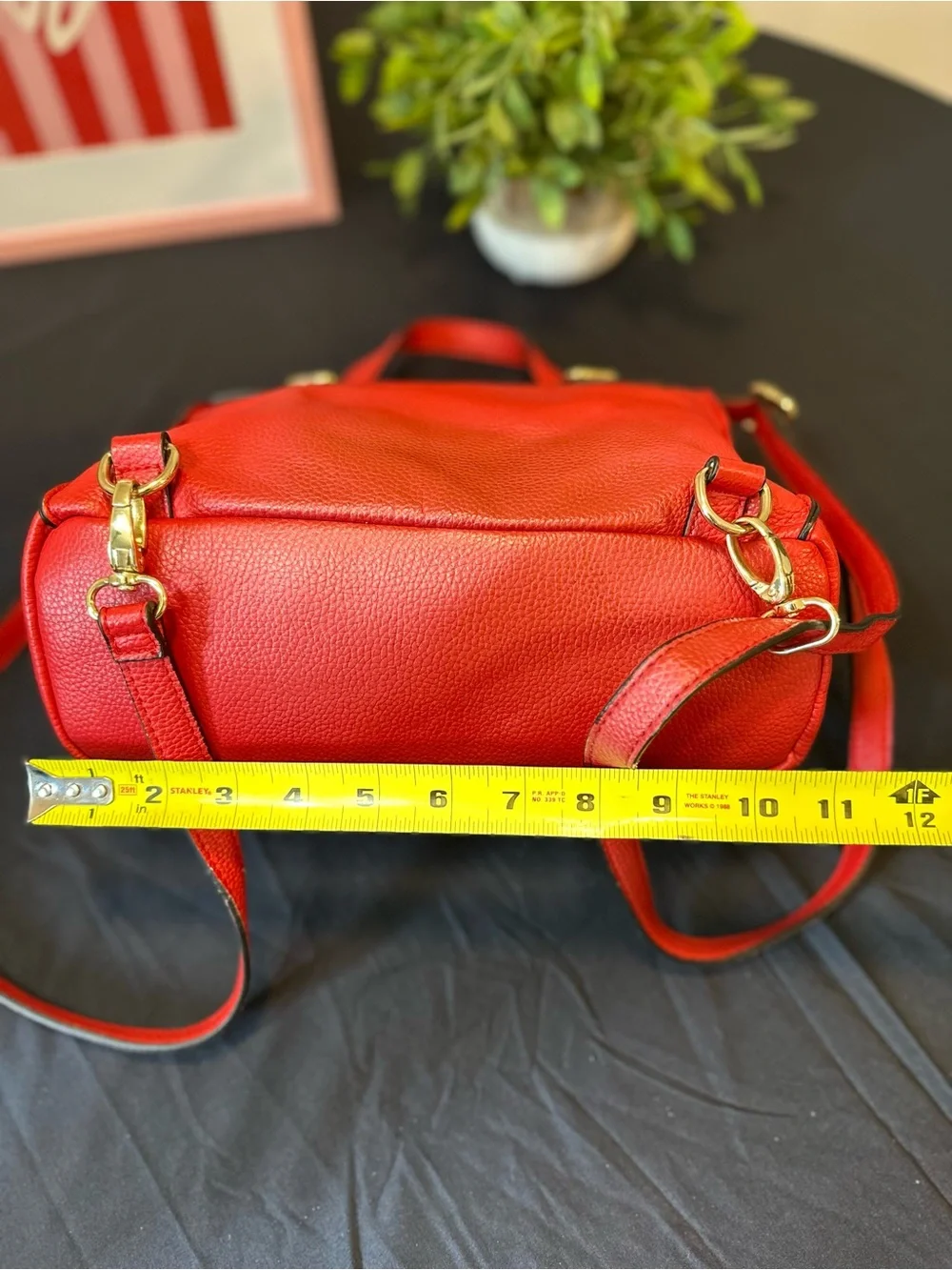 Nanette Lepore Red Pebbled Satchel with Gold Hardware